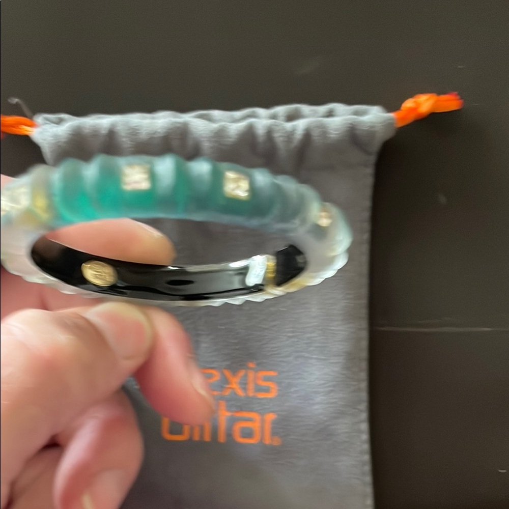 Alexis Bittar Teal and Black Crystal Bangle